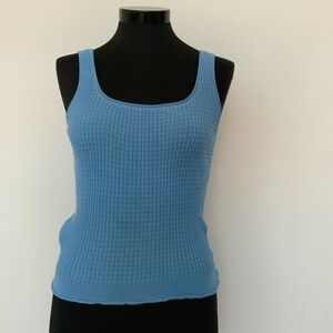 MNG Blue Ribbed Scoop Neck Tank Top